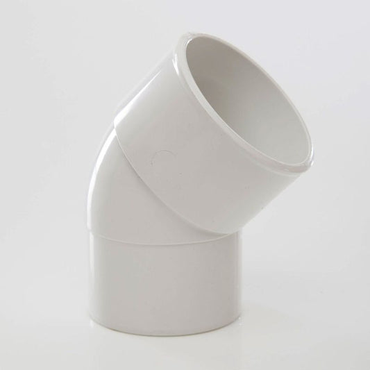 POLYPIPE ABS SPIGOT BEND 50mm x 45deg WS66 WS66W WHITE