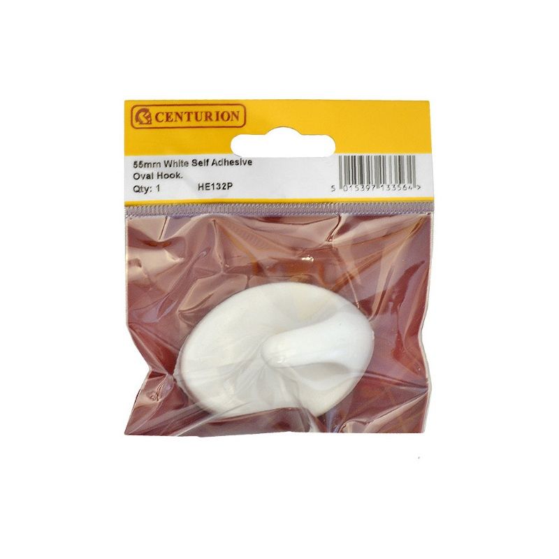 CENTURION HE132P LARGE SELF ADHESIVE OVAL WHITE HOOK