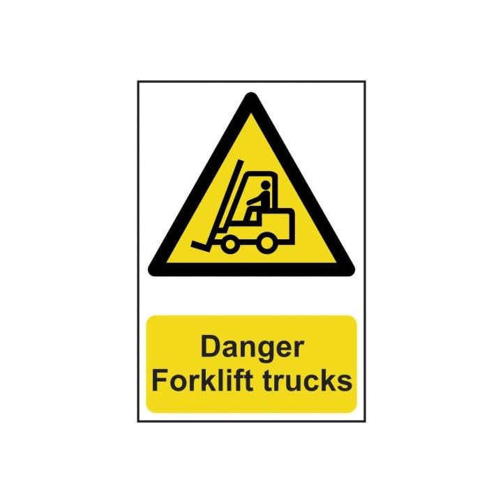 PVC SELF ADH SIGN 200mm WIDE x 300mm DANGER FORKLIFT TRUCKS 0954