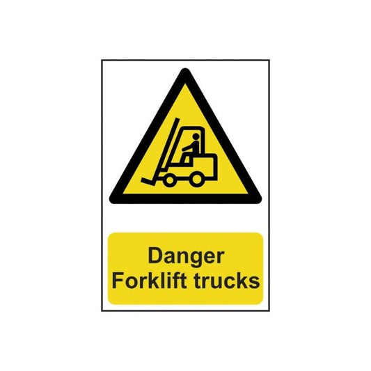 PVC SELF ADH SIGN 200mm WIDE x 300mm DANGER FORKLIFT TRUCKS 0954