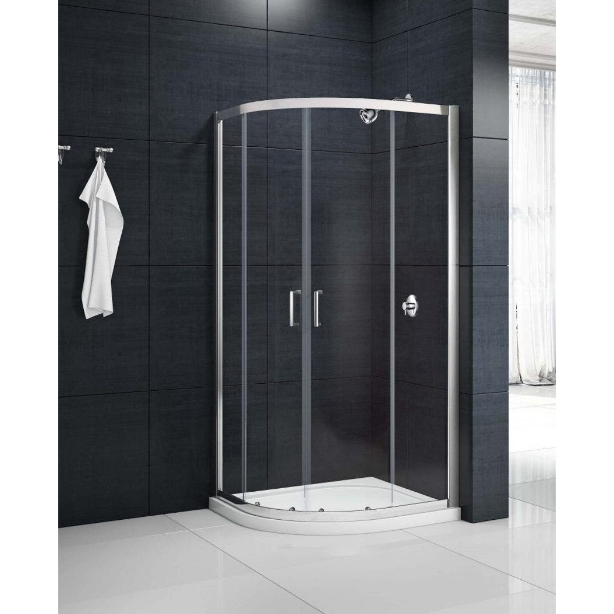 RG2Q900 2 DOOR QUADRANT CHROME FRAME CLEAR GLASS 900 x 900 x 6mm (1 BOX)
