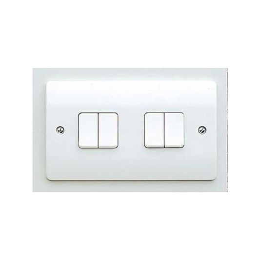 NOVAR MK 4 GANG 2 WAY SWITCH PLATE WHITE K4874WHI