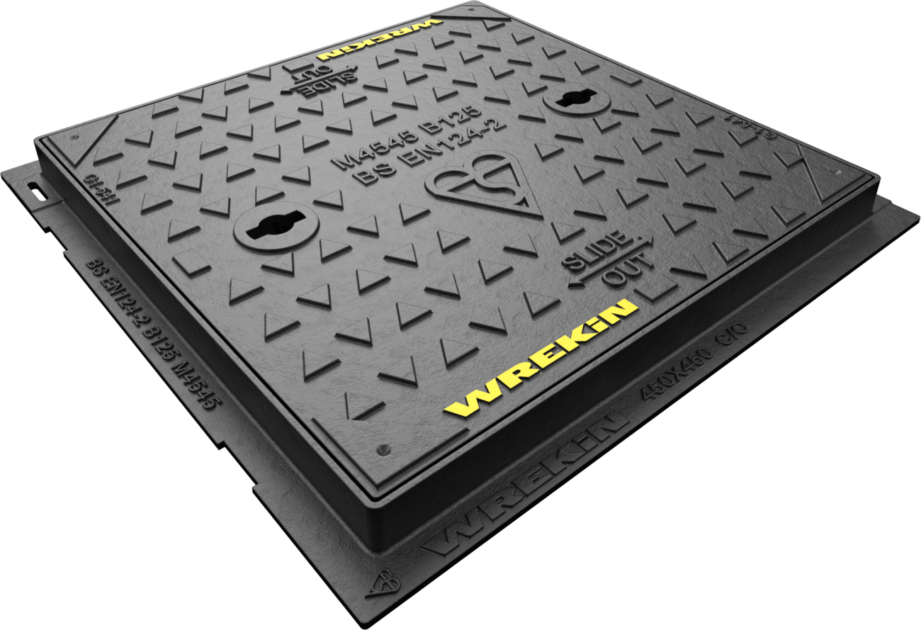 WREKIN (A289) 450 x 450 x 40mm D/IRON SOLID TOP COVER & FRAME B125 SAFESEAL DMS1B2/4545/K
