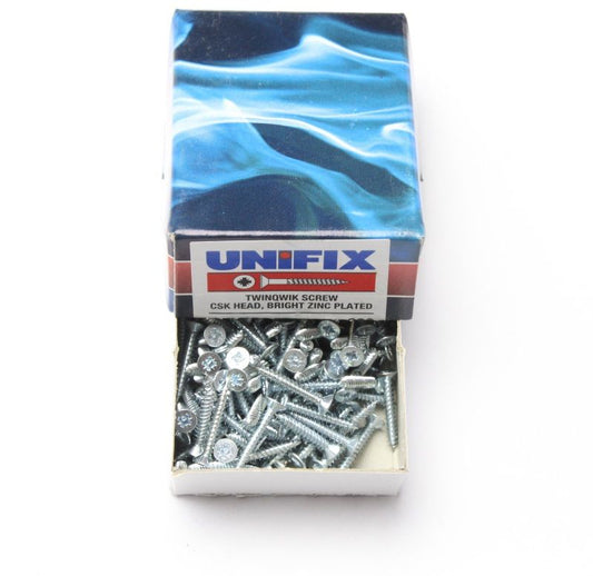 UNIFIX BZP CSK TWINTHREAD WOODSCREWS 4 x 3/4 BOX BOX 200 OJ077901
