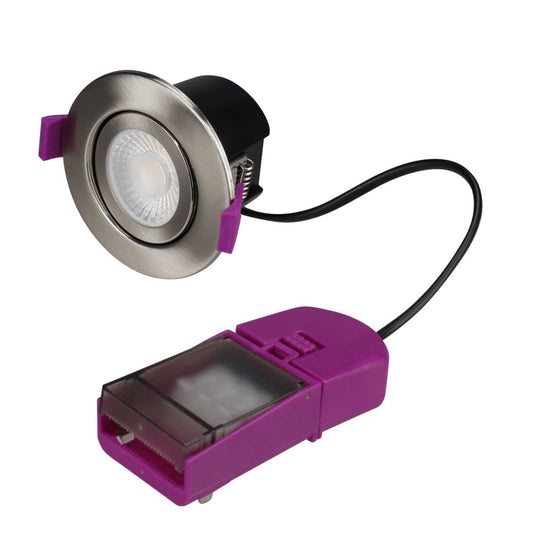 Knightsbridge SpektroLED 5W / 7W LED Colour Selectable Dimmable Tilt Downlight Brushed Chrome