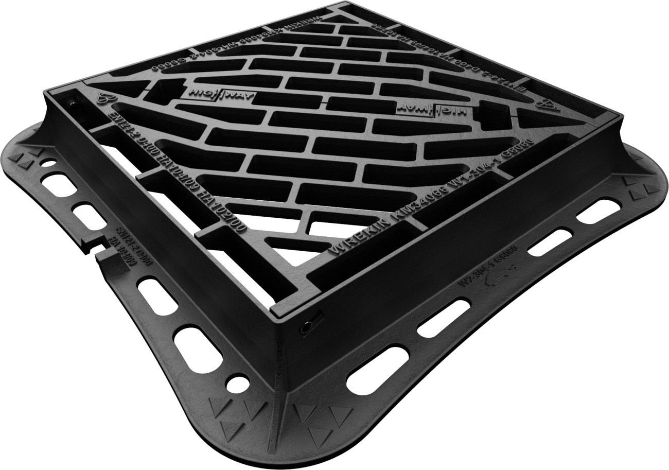 WREKIN (A394/A304) 600 x 600 x 100mm D/IRON A/TH DBL/TRI GRATE & FRAME D400 DGHT0D4/6060/KH4F