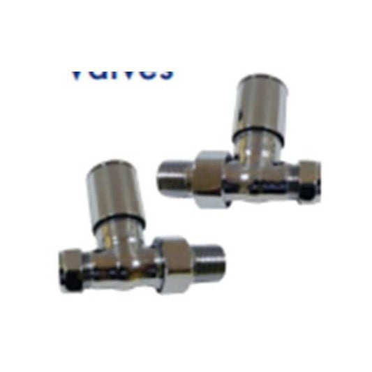 AQUA R000239 P00608 MODERN STRAIGHT TOWEL WARMER VALVES 15mm CHROME (PAIR)