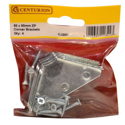 CENTURION CJ25P ZINC PLATED CORNER BRACKET 50 x 50mm