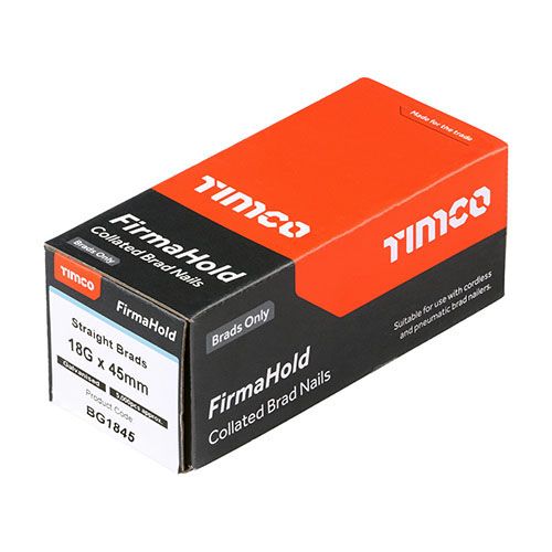 TIMCO FIRMAHOLD STRAIGHT BRAD NAILS 18g x 45mm (BOX 5000) (NO GAS) BG1845