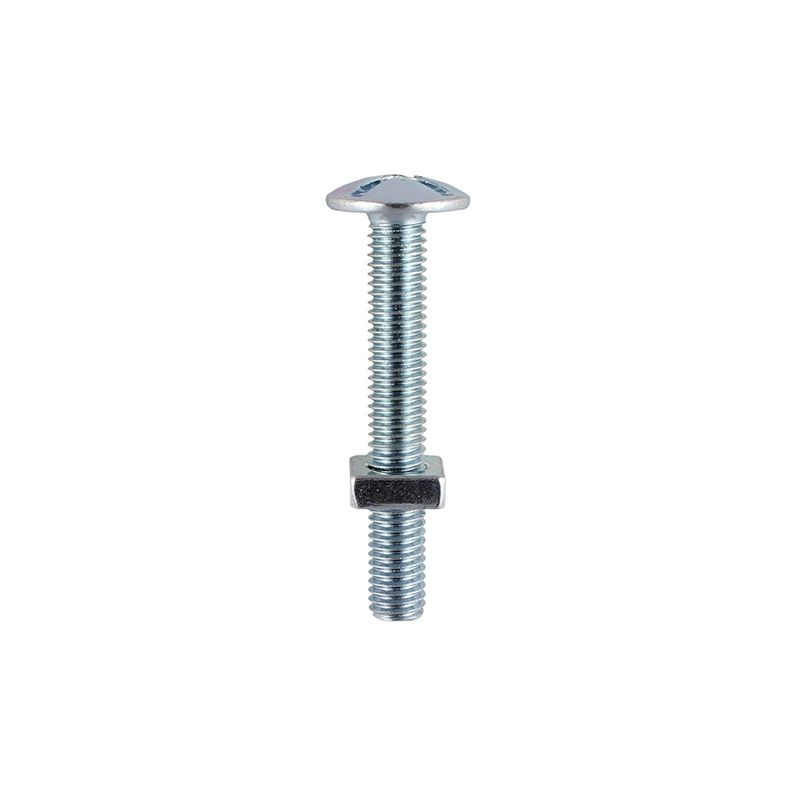 TIMCO ROOFING BOLTS WITH NUTS BRIGHT ZINC PLATED M6 x 25mm (BAG 10) 0625RBP