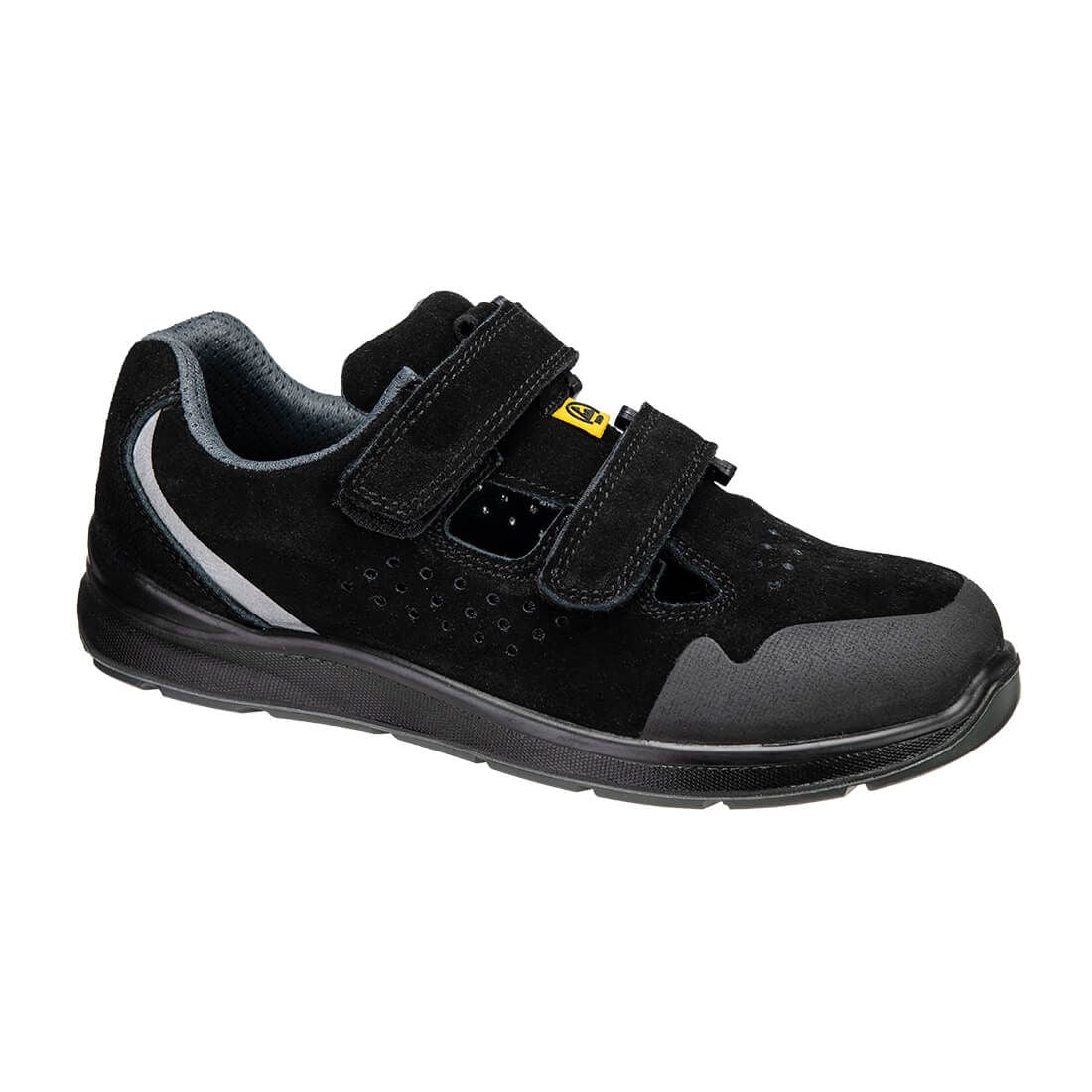 Steel Cow Suede Sandal S1P ESD SR FO, 35, R, Black