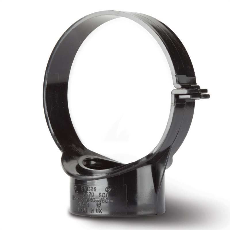 POLYPIPE STRAP BOSS OPEN SIDE FIX 110mm SG70 SG70B BLACK