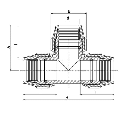 PLASSON 90deg TEE 20 x 20 x 20mm PL070400020