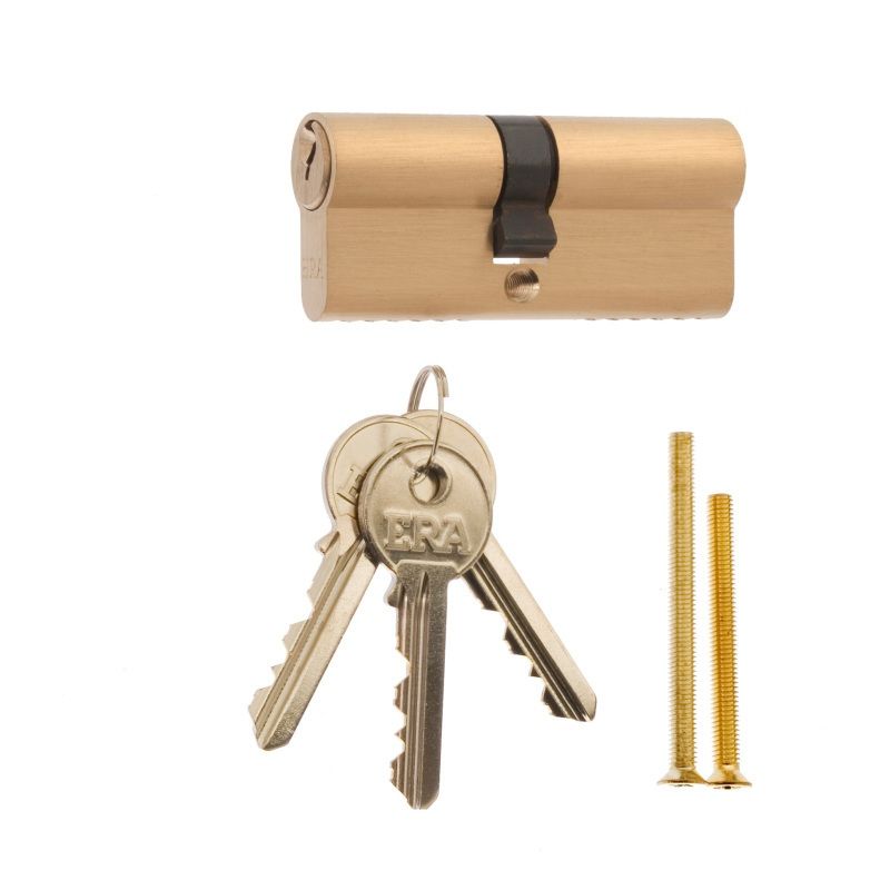 ERA 6 PIN EURO DOUBLE CYLINDER 35/40 BRASS VISI PACK 4069-32