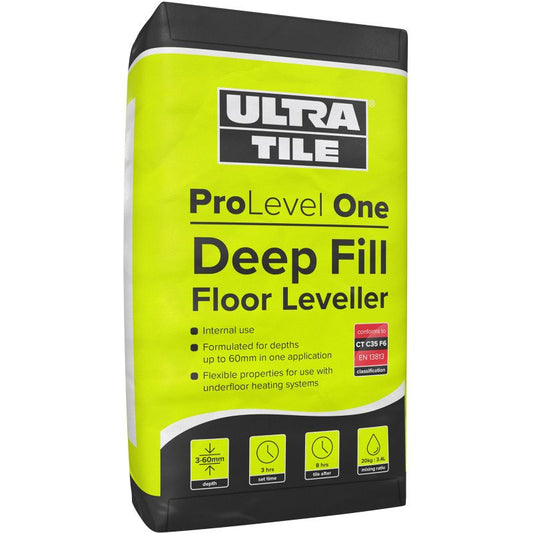 INSTARMAC UTF PROLEVEL ONE DEEP FILL FLOOR LEVELLER 20kg YELLOW BAG UTFPROLEVELONE20