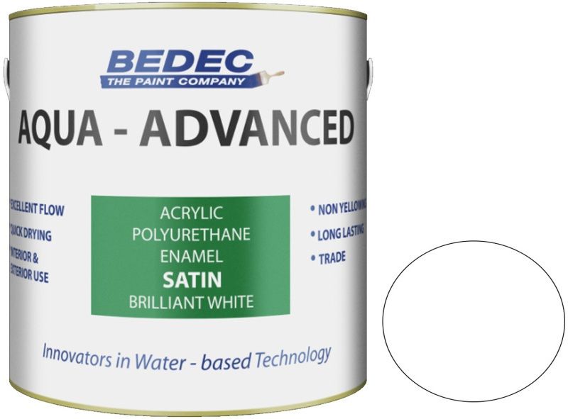 BEDEC AQUA ADVANCED ACRYLIC SATIN 2.5l BRILLIANT WHITE BEDE2QB0002/40