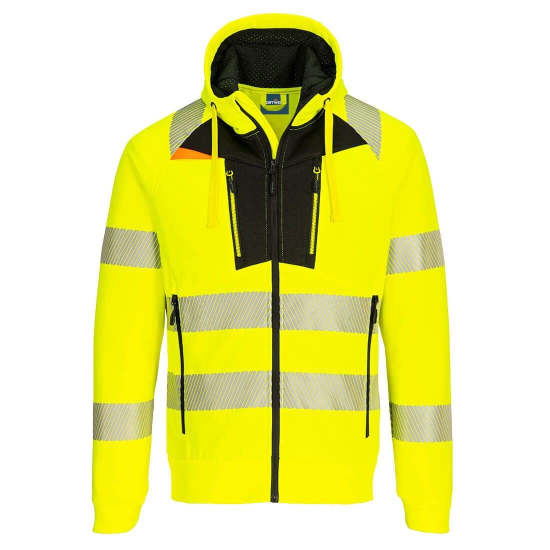 DX4 Hi-Vis Funnel Neck Sweatshirt, 4XL, R, Yellow/Black