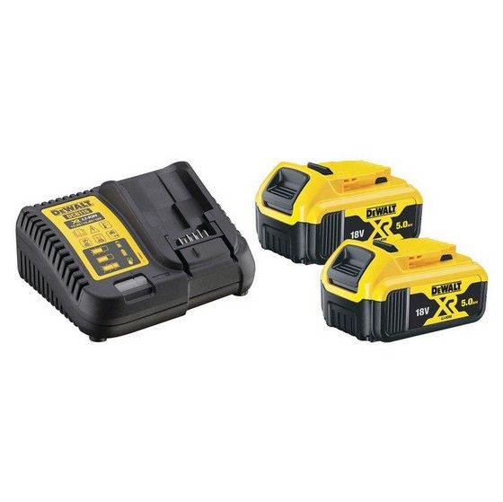 DEWALT DCB184 18V 5.0AH XR LITHIUM ION BATTERY PACK TWIN PACK & CHARGER