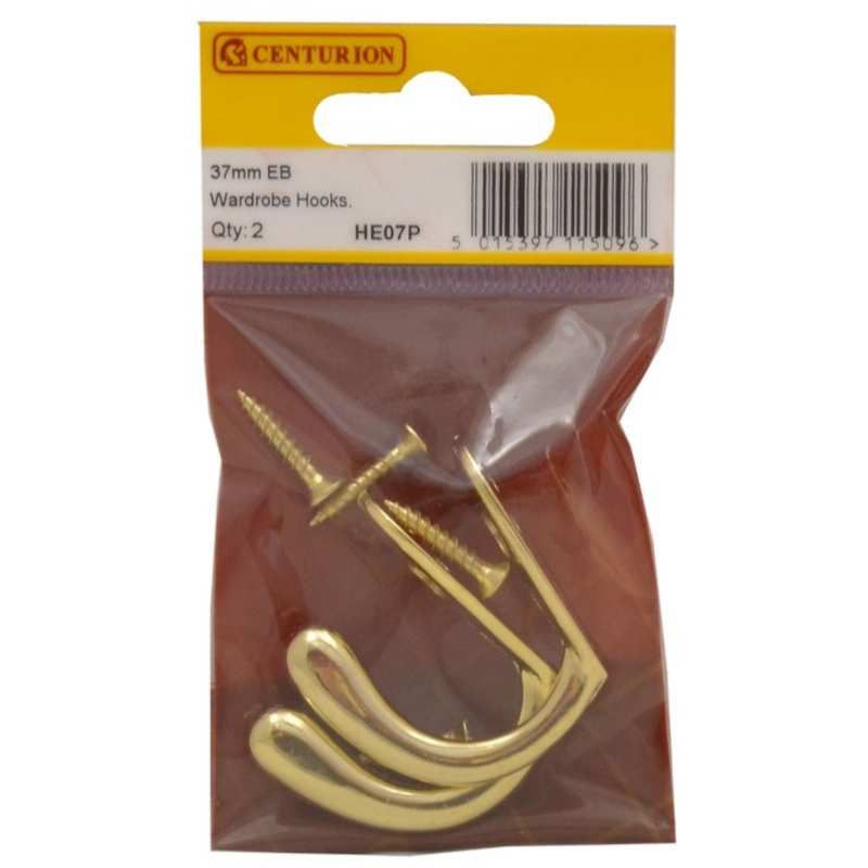 CENTURION HE07P ELECTRO BRASSED SINGLE ROBE HOOKS