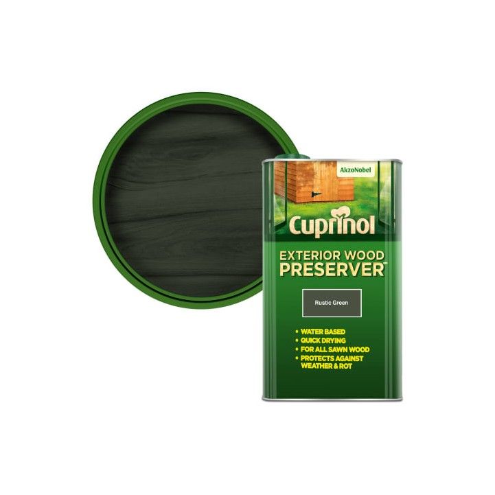 CUPRINOL EXTERIOR WOOD PRESERVER 5l RUSTIC GREEN 5095368