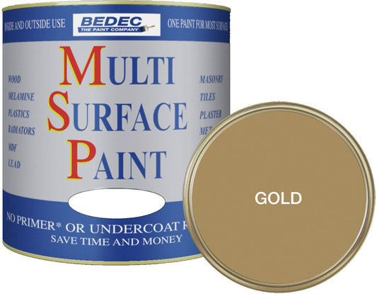 BEDEC SOFT SATIN MULTI SURFACE PAINT 250ml GOLD BEDE2KB0669/15