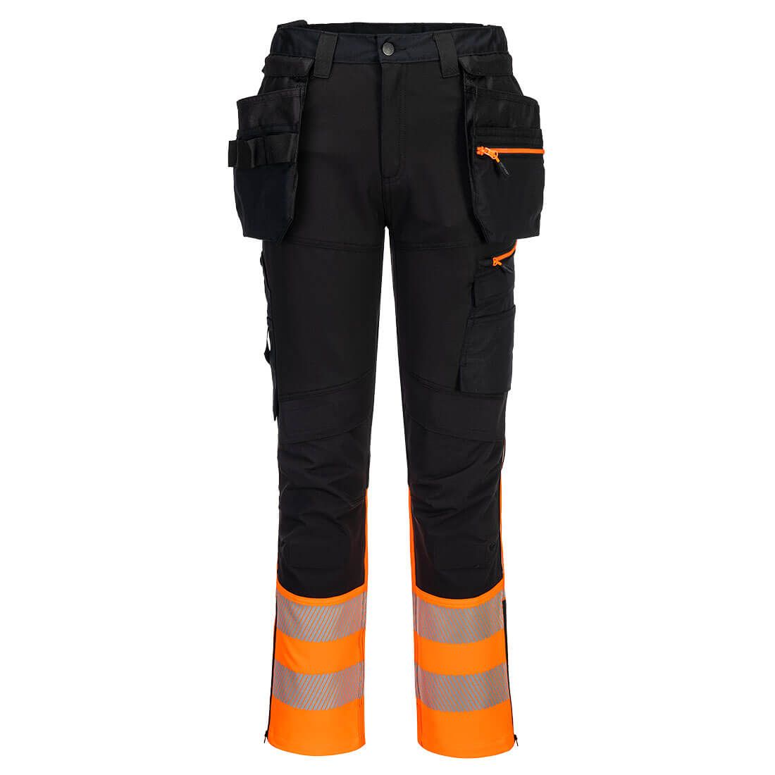 DX4 Hi-Vis Class 1 Craft Trousers, 28, R, Orange/Black