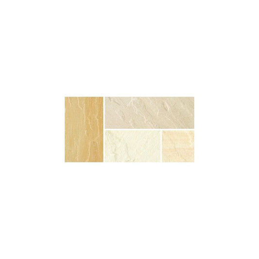 BRADSTONE NATURAL SANDSTONE PAVING SQUARING OFF KIT FOR 3.3m CIRCLE FOSSIL BUFF 07682