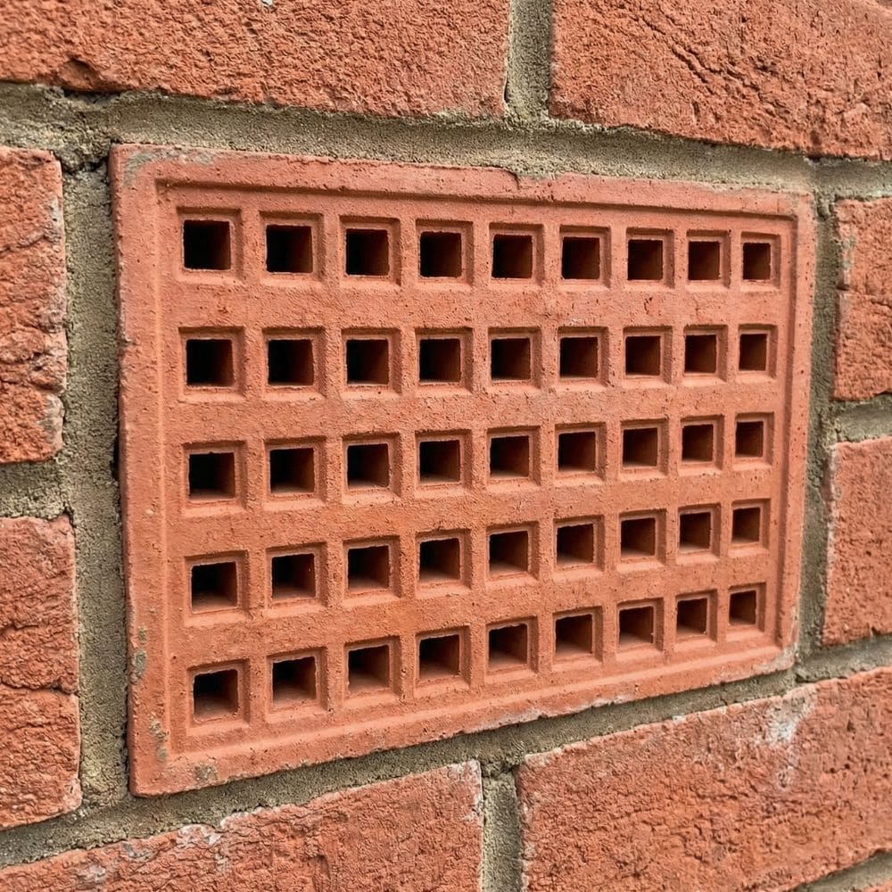 215mm x 140mm Square Hole Clay Air Brick Red (9" x 6")