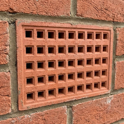 215mm x 140mm Square Hole Clay Air Brick Red (9" x 6")