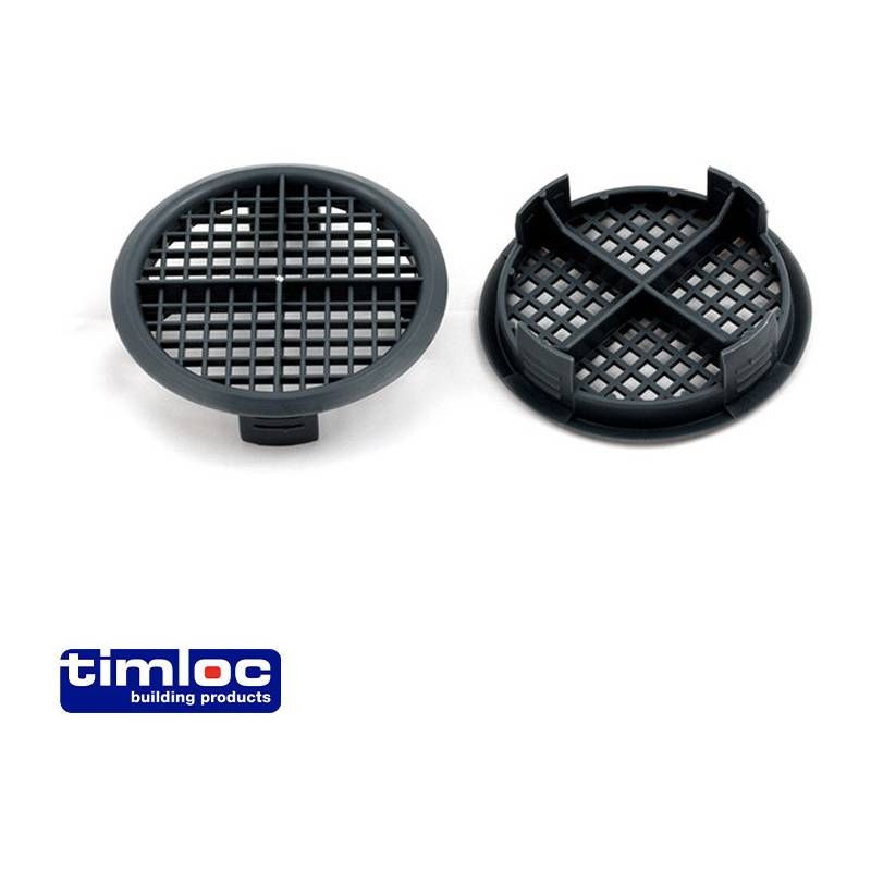 TIMLOC ROUND PUSH-IN SOFFIT VENT (PACK 10) ANTHRACITE GREY 1139