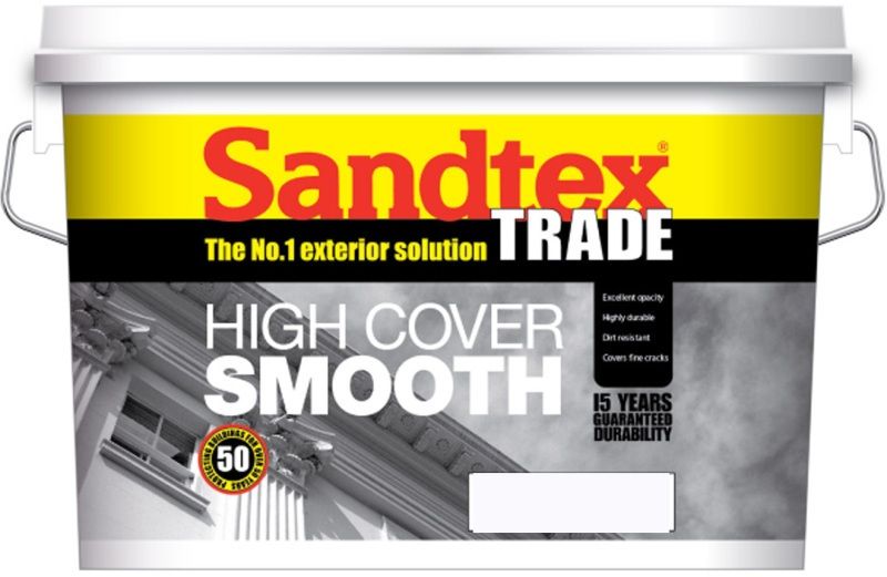 SANDTEX TRADE HIGH COVER SMOOTH 10l MASONRY PAINT MAGNOLIA 5025723