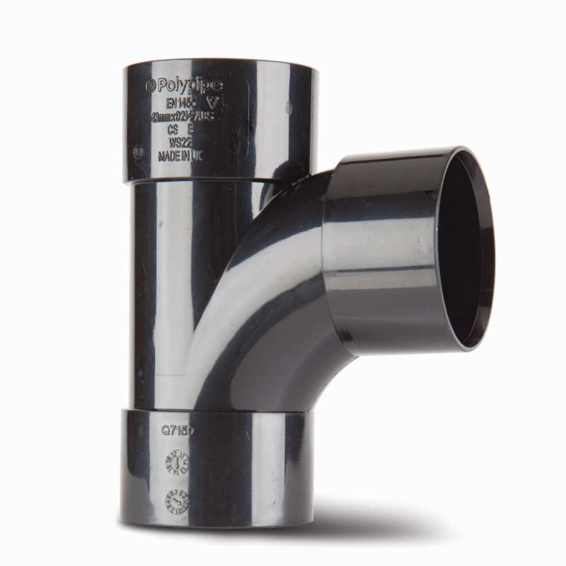 POLYPIPE ABS SWEPT TEE 40mm x 92.5deg WS22 WS22B BLACK