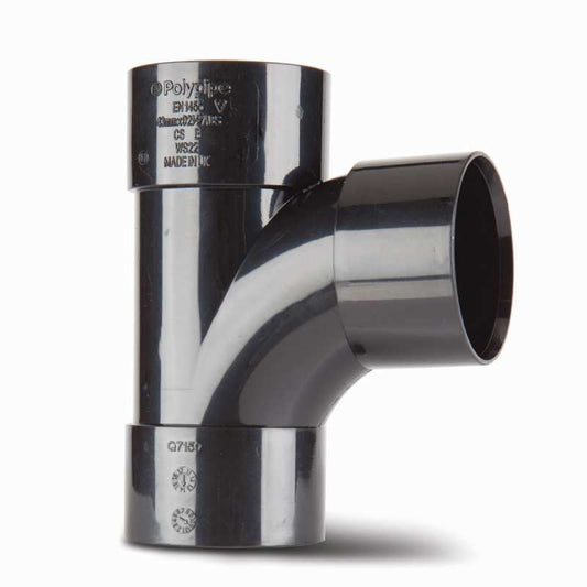 POLYPIPE ABS SWEPT TEE 40mm x 92.5deg WS22 WS22B BLACK