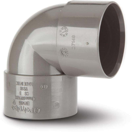 POLYPIPE ABS KNUCKLE BEND 40mm x 90deg WS16 WS16G GREY