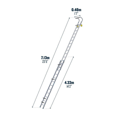 WERNER DOUBLE SECTION ROOF LADDER (12+14) 4.33m - 7.13m 77103