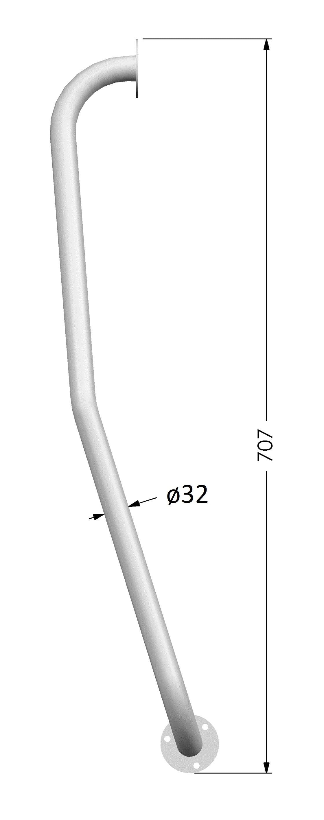 AKW POWDER COATED STEEL NEWEL RAIL 32mm WHITE 01745R RIGHT HAND