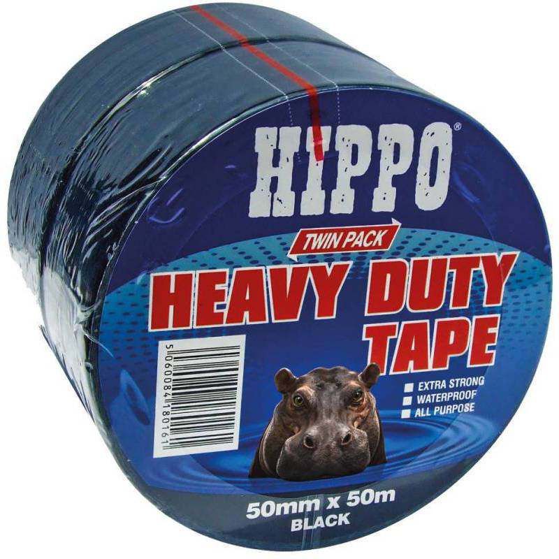 HIPPO TWIN PACK OF HEAVY DUTY TAPES 50mm x 50m 50mm x 50m SILVER H18200