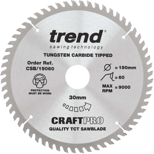 TREND CSB/19060 CRAFT SAW BLADE 190MM X 60T X 30MM