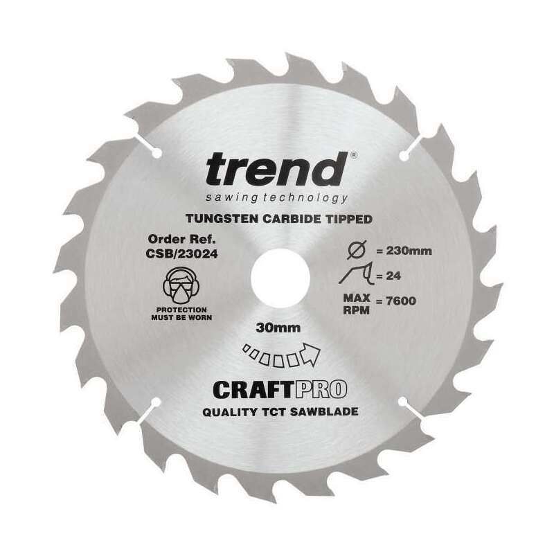 TREND CSB/23024 MEDIUM FINISH TCT CIRCULAR SAW BLADE 230MM X 24T X 30MM