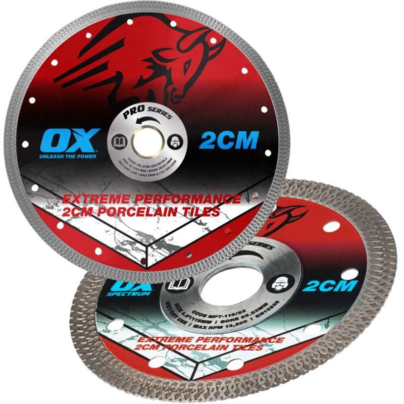 OX 2CM-230+2CM-115 PORCELAIN DIAMOND BLADE TWIN PACK
