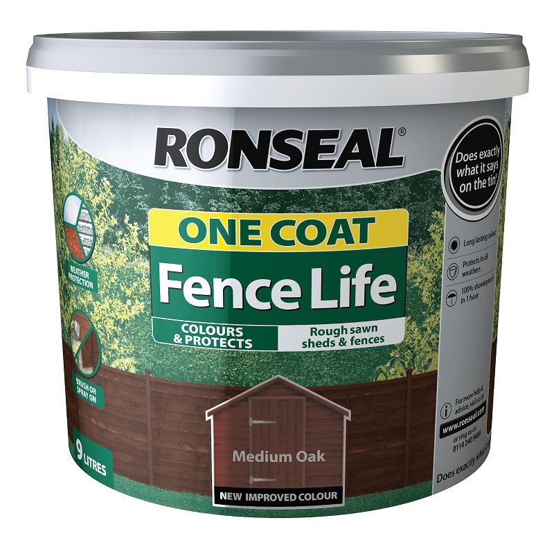 RONSEAL ONE COAT FENCELIFE 9l MEDIUM OAK 38295