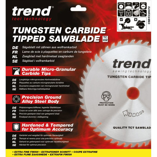 TREND CSB/CC26072 CRAFT SAW BLADE CROSSCUT 260MM X 72T X 30MM