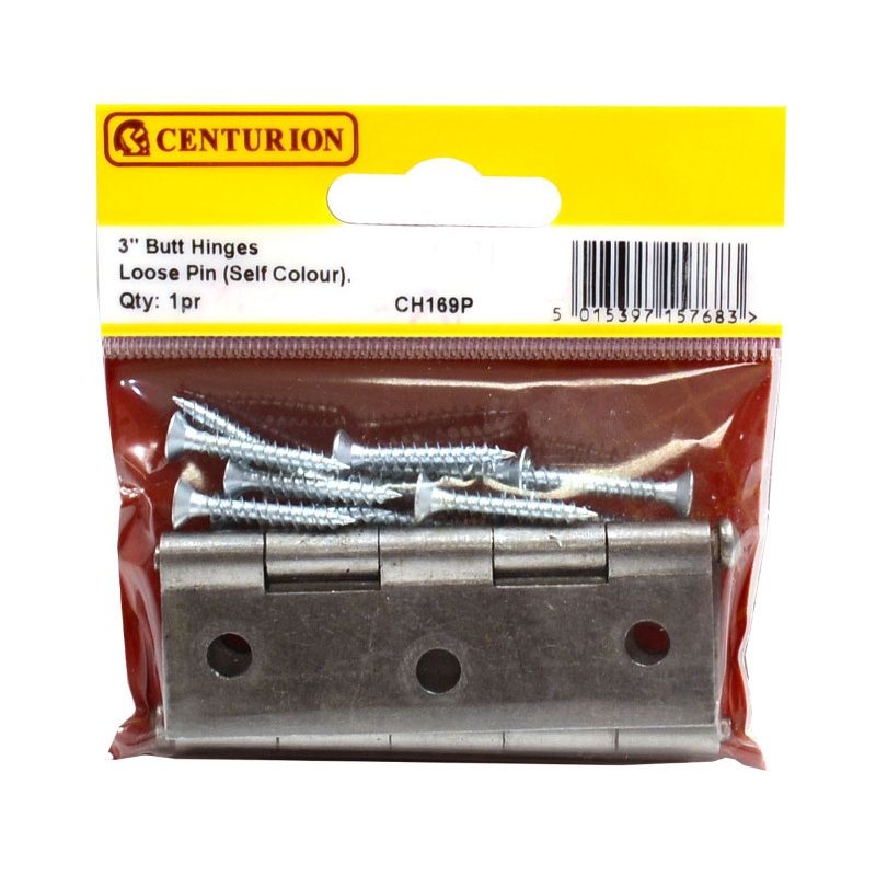 CENTURION CH169P SELF COLOUR 75mm 1840 LOOSE PIN BUTT HINGES