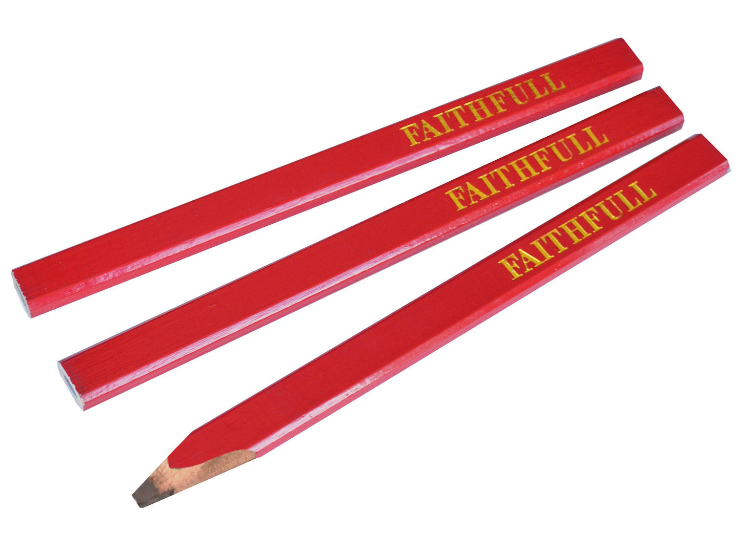 FAITHFULL FAICPR CARPENTERS MEDIUM PENCILS RED (PACK 3)