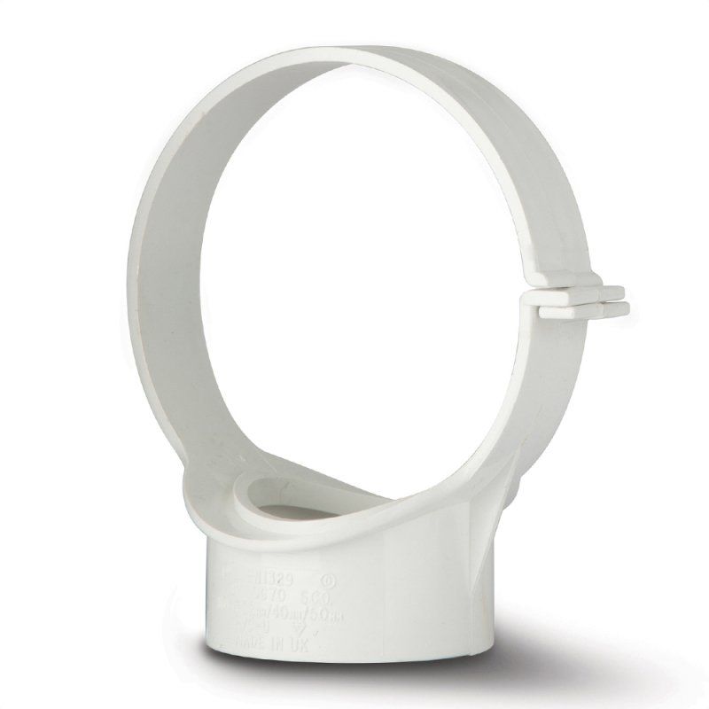 POLYPIPE STRAP BOSS OPEN SIDE FIX 110mm SG70 SG70W WHITE