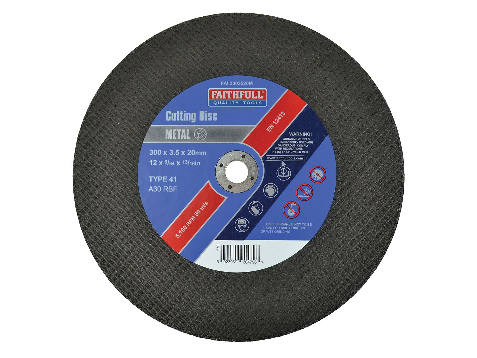 FAITHFULL FAI3003520M METAL CUTTING DISC 3.2 x 20 x 300mm