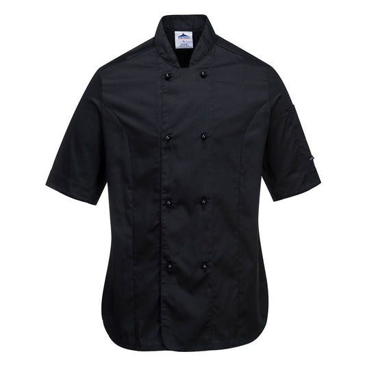 Rachel Women's Chefs Jacket S/S, XXL, R, Black