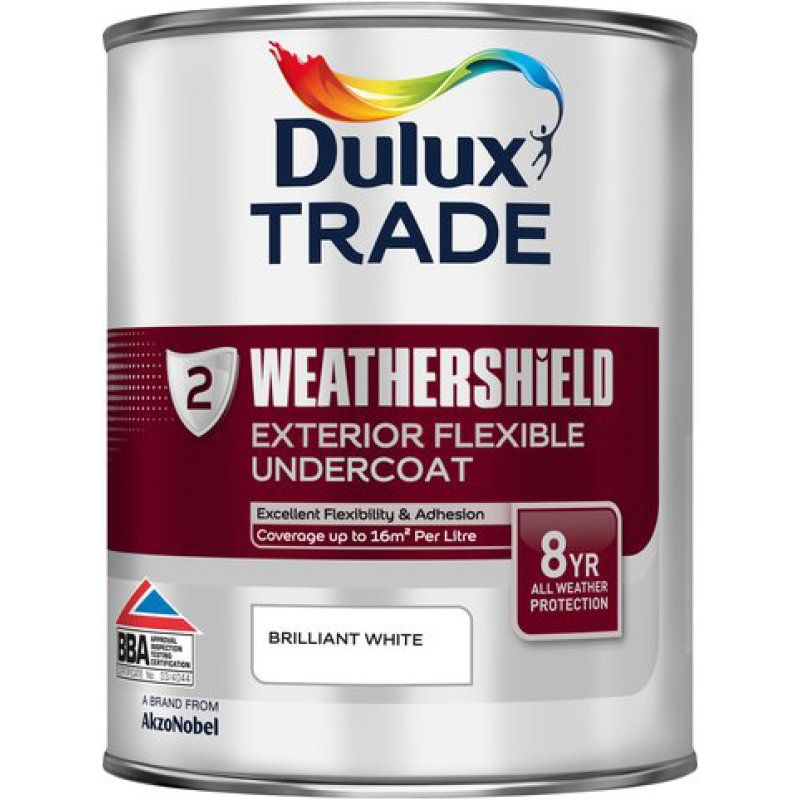 DULUX TRADE WEATHERSHIELD UNDERCOAT 1l BRILLIANT WHITE 5180255