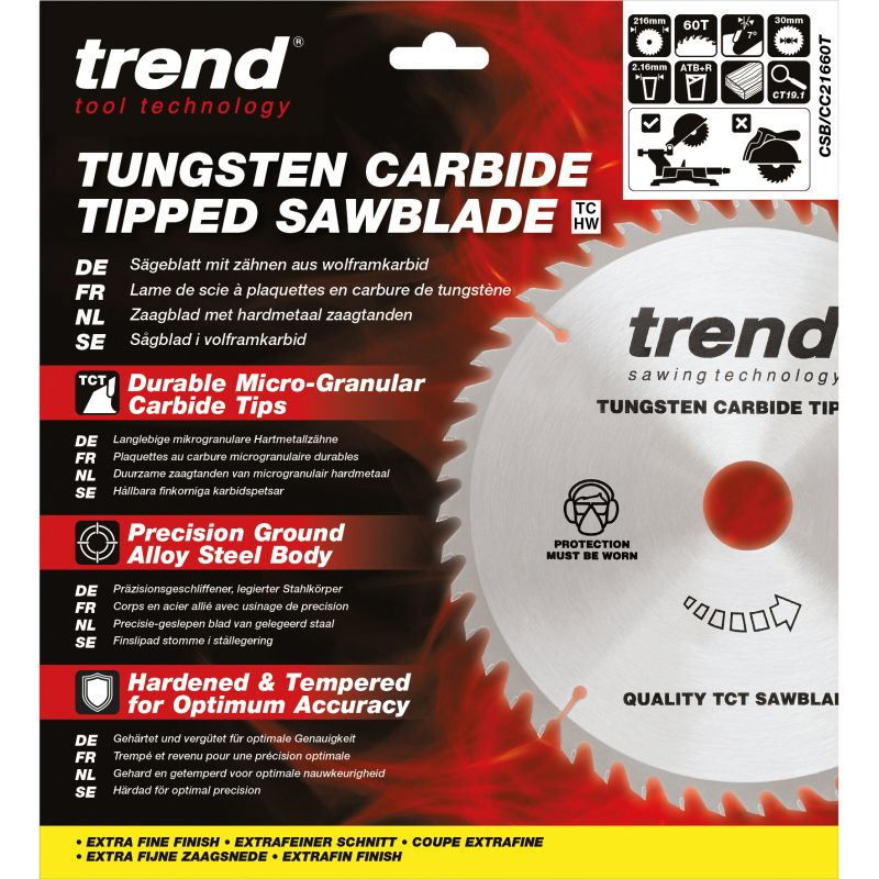 TREND CSB/CC21660 CRAFT BLADE CC 216MM X 60T X 30MM