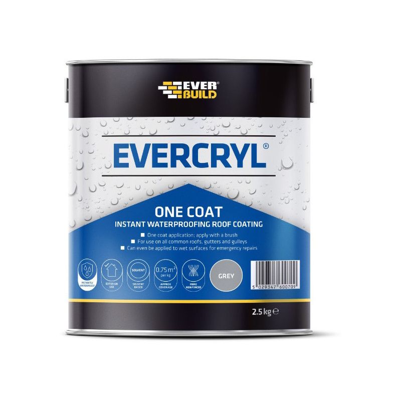 Everbuild Evercryl One Coat Instant Waterproofer 2.5Kg Grey EVCGY02
